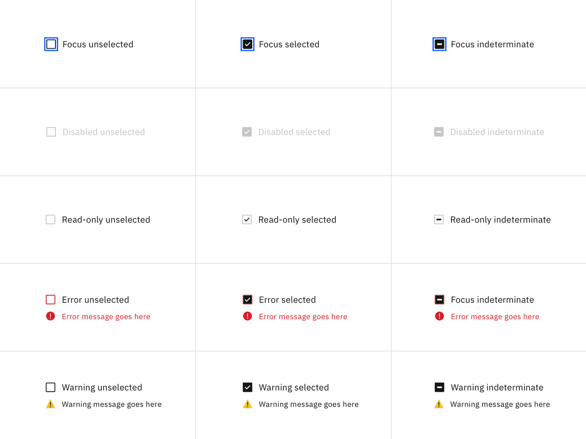 Checkbox interactive states